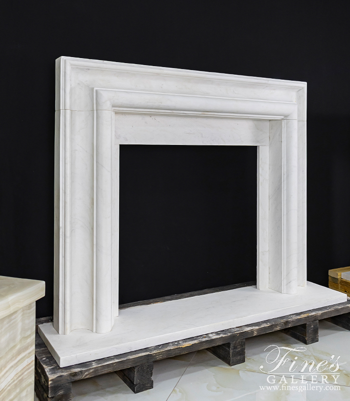 Marble Fireplaces  - Bolection Style Fireplace Mantel In Statuary White Marble - MFP-747